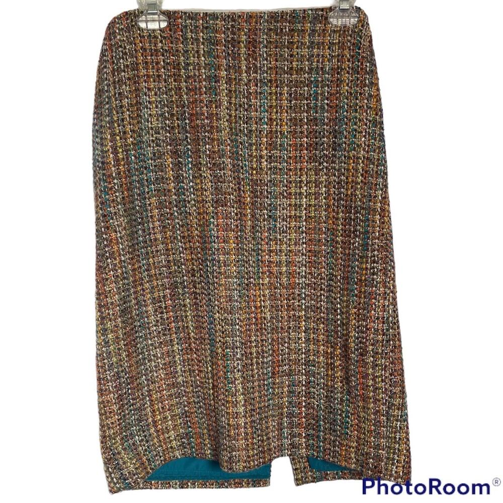 SKU 1593 Coldwater Creek Petite Size 8P Tweed Pencil Skirt Brown Lined